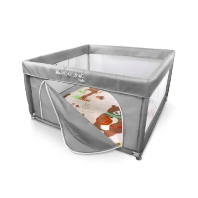 Afbeelding van Mobiclinic Happyland Box met tapijt Baby&#039;s en kinderen 125x125x67 cm Opvouwbaar Draagtas Grijs