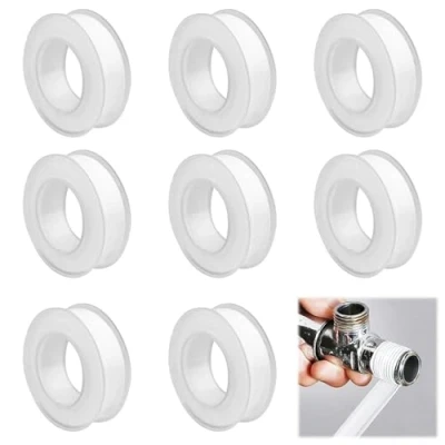 Afbeelding van Lixiluxia PTFE 8 rollen teflon waterdichte schroefdraadafdichtingstape 12 mm x 20 m Voor kraan, zwembad, keuken, slangen, industrie, wit