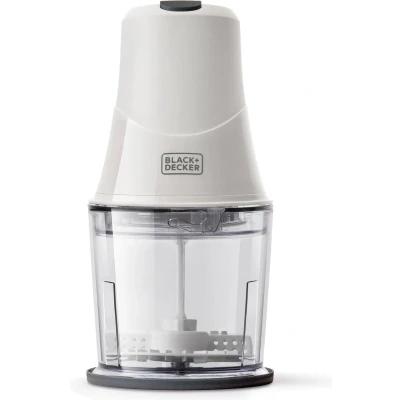 Afbeelding van BLACK+DECKER BXCH260E Elektrische hakmolen, 260 W, 2 snelheden, container van 500 ml, deksel voor &quot;weg&quot;, functies: mix en bijl, wit