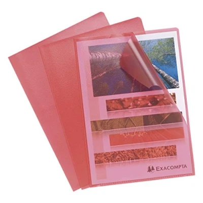 Afbeelding van Exacompta Ref. 58525E Zak met 100 hoekhoezen Van generfd polypropyleen Dikte 12/100e Afmetingen: 22x31cm Formaat DIN A4 Kleur: rood