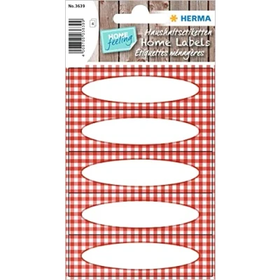 Afbeelding van HERMA Etiket 3639 keuken ruit rood