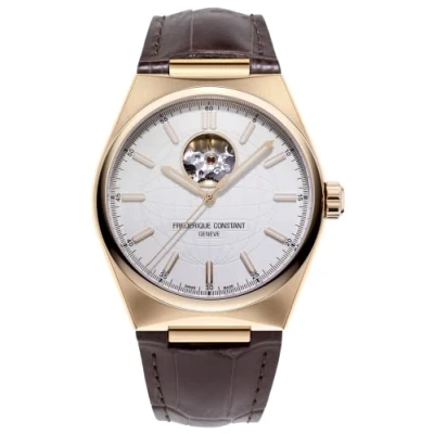 Afbeelding van Frederique Constant Gemengd analoog digitaal kwartshorloge met lederen band, Bruin, modern, Modern