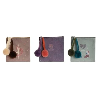 Afbeelding van Portemonnee DKD Home Decor Bruin Groen Bordeaux Yoga (3 Stuks)