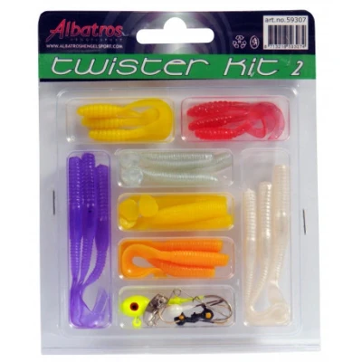 Afbeelding van Albatros Twister/Wormkit Baits 4 8 cm Paars Geel Oranje 26 stuks Roofvis
