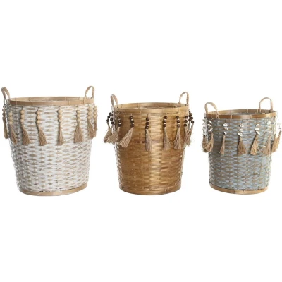 Afbeelding van Basket spelset DKD Home Decor Multicolour Bamboe Boho 49 x 45 54 cm