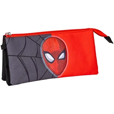 Afbeelding van Pennenetui met 3 vakken Spider Man Rood Zwart 22,5 x 2 11,5 cm
