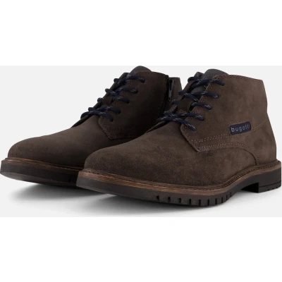 Afbeelding van Bugatti hoge bruine suede heren veterschoenen Maat 46 Echt leer