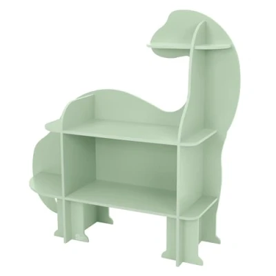 Afbeelding van Wandplank voor de kinderkamer Dino met omslagbescherming en afgerond in groen gemaakt van hout Joyz