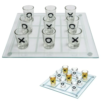 Afbeelding van Cheqo® Boter Kaas en Eieren Drinkspel Kruisje Nulletje Drankspel Met Speelbord Shotglazen 25x25cm
