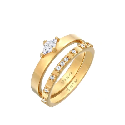 Afbeelding van Elli Ring Dames Set Eenzaam Verloving met Zirkonia Kristallen in 925 Sterling Zilver
