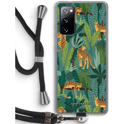 Afbeelding van Case Company® hoesje met Koord geschikt voor Samsung Galaxy S20 FE / 5G Luipaard 2 Telefoonhoesje Zwart Bescherming aan alle Kanten en Over de Schermrand