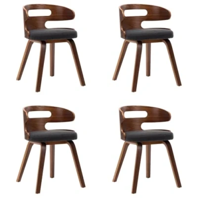 Image de vidaXL Chaises à manger lot de 4 gris foncé bois courbé et tissu278842