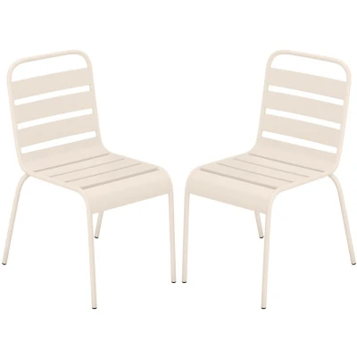Afbeelding van Vente unique Set van 2 opstapelbare tuinstoelen metaal Beige MIRMANDE MYLIA L 47.5 cm x H 79 D 59