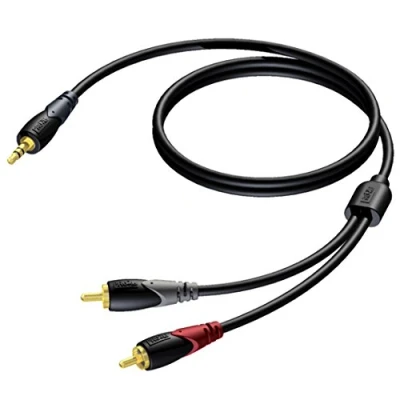 Afbeelding van Tulp naar jack 3.5 mm kabel Procab 5 meter (Stereo, Verguld, 100% koper)