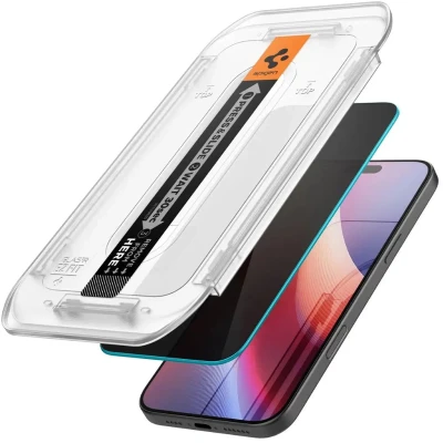 Afbeelding van Spigen Privacy Glass Geschikt voor Apple iPhone 16 Pro EZ Fit GLAS.tR 9H Tempered Screen Protector Case Friendly Gemakkelijke Installatie 1 Pack