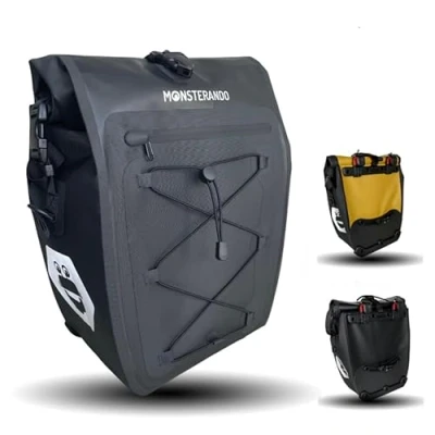 Afbeelding van MONSTERANDO Fietstassen voor bagagedrager business [duurzaam] gerecycled PET [waterdicht] Travel Monster fietstas bagagedragertas met laptopvak, meerdere