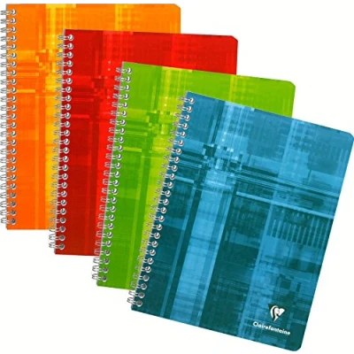 Afbeelding van Clairefontaine 68761C notitieboek met spiraalbinding, 17 x 22 cm, 180 pagina&#039;s grote ruitjes, wit papier, 90 g, gelamineerde omslag, willekeurige kleur