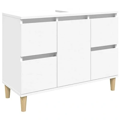 Afbeelding van Wastafelkast 80x33x60 cm bewerkt hout wit