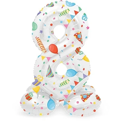 Afbeelding van Staande Folieballon Joyful Party Cijfer 8 72cm