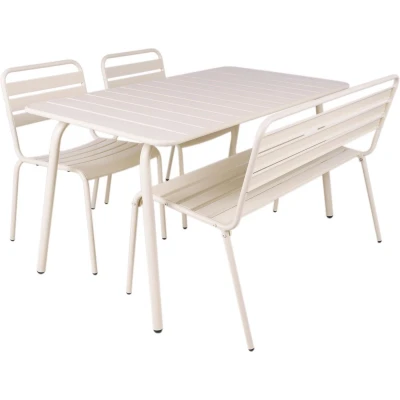 Afbeelding van MaximaVida metalen tuinset Max ivoor 150 cm 1 tafel met 2 stoelen en bank
