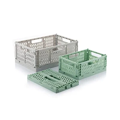 Afbeelding van Set van 3 opvouwbare en stapelbare opbergkratten Boxtor InnovaGoods
