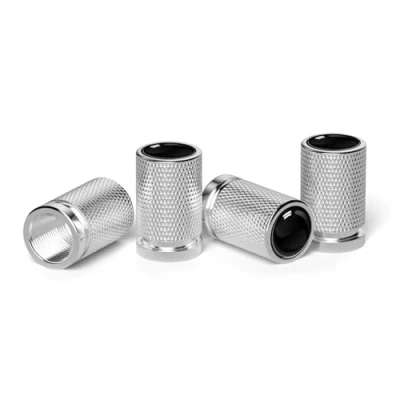 Afbeelding van 4 stuks universele metalen ventieldoppen voor auto, fiets, motorfiets (zilver)