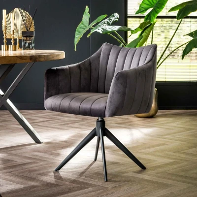 Afbeelding van Miller draaibare armstoel velvet antraciet