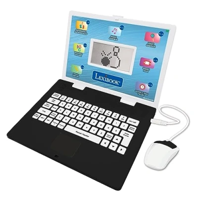 Afbeelding van Lexibook JC498i1, tweetalige educatieve laptop, Engels/Frans, 124 taalactiviteiten, schrijven, wiskunde, logica, muziek en spelletjes, jongens meisjes, M