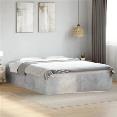 Afbeelding van vidaXL Bedframe bewerkt hout betongrijs 150x200 cm