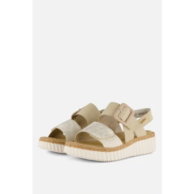 Afbeelding van Rieker Sandalen met sleehak, Dames, Maat: 37, Beige Schoenen