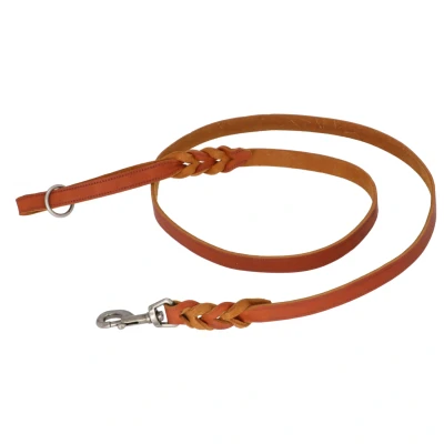 Afbeelding van Adori Looplijn Vetleer Met Vlecht Cognac Hondenriem 160x1.8 cm