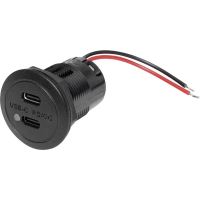 Afbeelding van ProCar Power USB C Doppelsteckdose PD/QC EV mit LED max 2x 30 W dubbele stekkerdoos met max. watt Stroombelasting (max.): 3 A 12