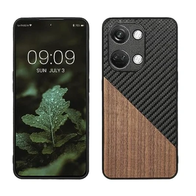 Afbeelding van kwmobile hoesje geschikt voor OnePlus Nord 3 5G Backcover in donkerbruin / zwart Smartphonehoesje design