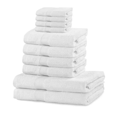 Afbeelding van Set van 10 katoenen handdoeken, 525 g/m², kwaliteit 4 gastendoekjes 30 x 50 cm, handdoeken 100 2 badhanddoeken 70 140 wit, absorberend