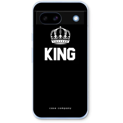 Afbeelding van Case Company® hoesje geschikt voor Google Pixel 8a King zwart Soft Cover Telefoonhoesje Bescherming aan alle Kanten en Schermrand