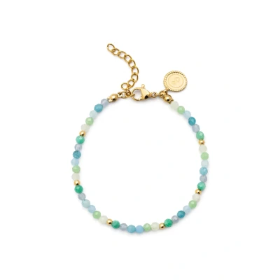 Afbeelding van SINGULARU Bracelet Crystal Blue. Acier avec Plaqué or 18 carats et Cristal, pierre naturelle. Bijoux pour Femme.