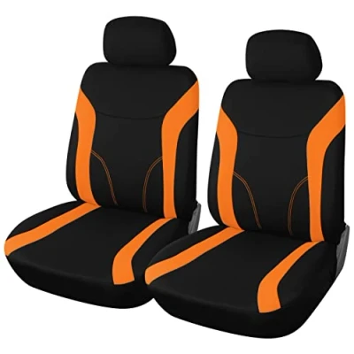 Afbeelding van Upgrade4cars Voorstoelhoezen, oranje en zwart, universele autostoelhoezenset voor bestuurders passagiersstoel, auto accessoires binnen