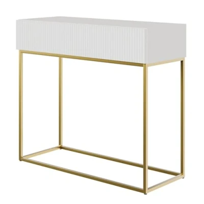 Afbeelding van Selsey Veldio Kaptafel 90 cm Wit met gouden poten