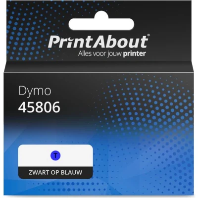 Afbeelding van Huismerk Dymo 45806 (S0720860) Tape Zwart op blauw (12 mm)