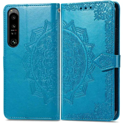 Afbeelding van iMoshion Hoesje Geschikt voor Sony Xperia 1 IV Met Pasjeshouder Mandala Bookcase Turquoise