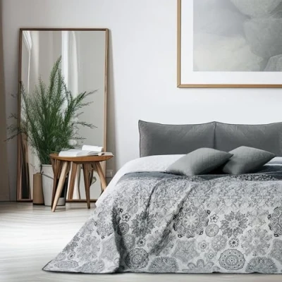 Afbeelding van DecoKing 12253 Alhambra sprei 200 x 220 cm staal zilver wit antraciet