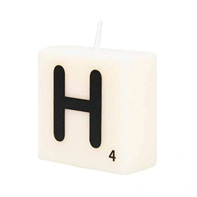 Afbeelding van PD Party 7040018 Verjaardagsdecoratie, letterwas, kaars, H, gebroken wit/zwart, 4 cm lengte x breedte 2 hoogte