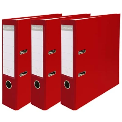 Afbeelding van Exacompta Artikelnummer: 918403SE 3 stuks rugbreedte 80 mm formaat DIN A4 buitenkant van polypropyleen / papier binnen rood