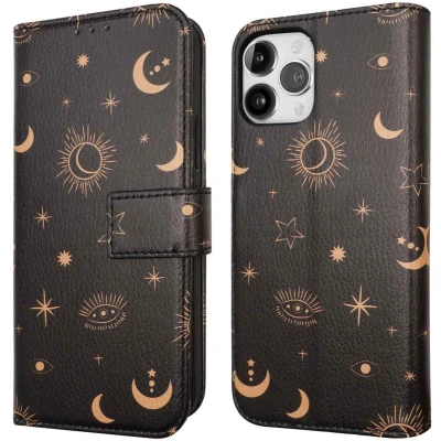 Afbeelding van iMoshion Hoesje Met Pasjeshouder Geschikt voor iPhone 12 Pro / Design Bookcase smartphone Zwart Sky Black