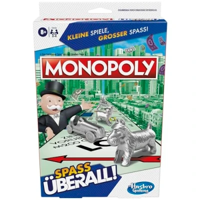 Afbeelding van Monopoly Compact en draagbaar spel voor 2 4 spelers, reisspel kinderen, overal plezier