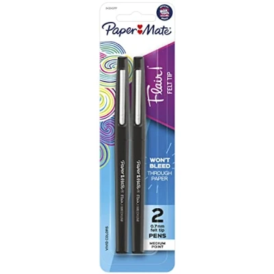 Afbeelding van Paper Mate Flair viltstiften, medium punt (0,7 mm), zwart, 2 stuks