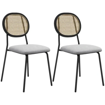 Afbeelding van HOMCOM Eetkamerstoel Polyester 44x54x87cm Grijs