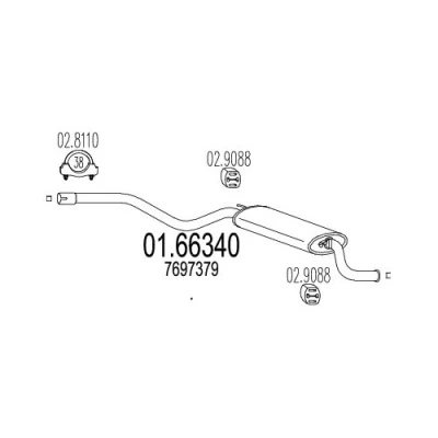 Afbeelding van MTS 01.66340 Einddemper 1390 FIAT: Cinquecento