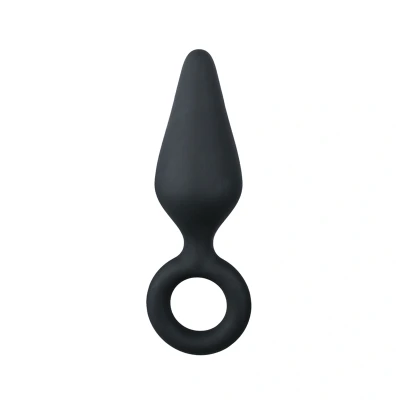 Afbeelding van Zwarte Kleine Buttplug Met Trekring Levensecht Gevoel