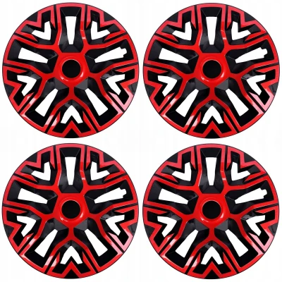Afbeelding van NRM The Best Set van 4 tweekleurige wieldoppen ABS schokbestendig Universeel voor stalen velgen Eenvoudige montage Velgbescherming, verstelbare klemring Zonder gereedschap (rood/zwart, 14
